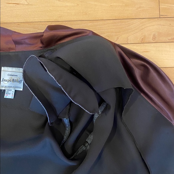 Joseph Ribkoff Tuxedo Style Brown Women's Jacket with Satin shawl collar Size 14 - Picture 16 of 17